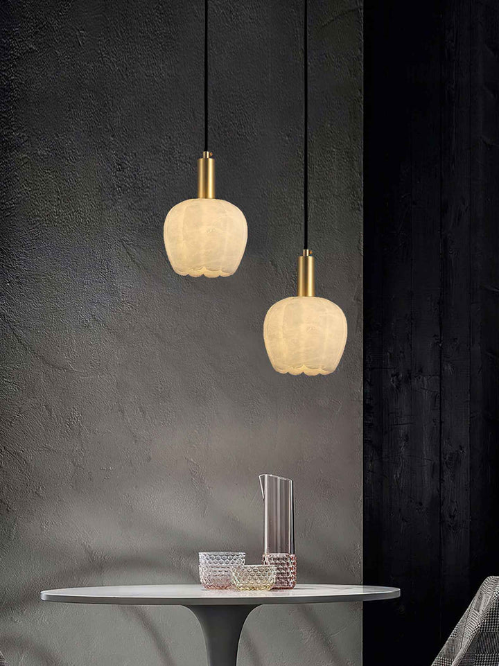 Lampe Pendentive en Laiton et Albâtre Moderne Minimaliste Olraeos - Neutralighting