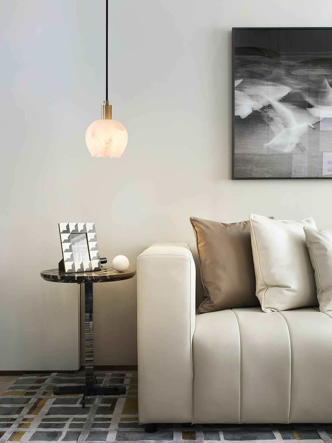 Lampe Pendentive en Laiton et Albâtre Moderne Minimaliste Olraeos - Neutralighting