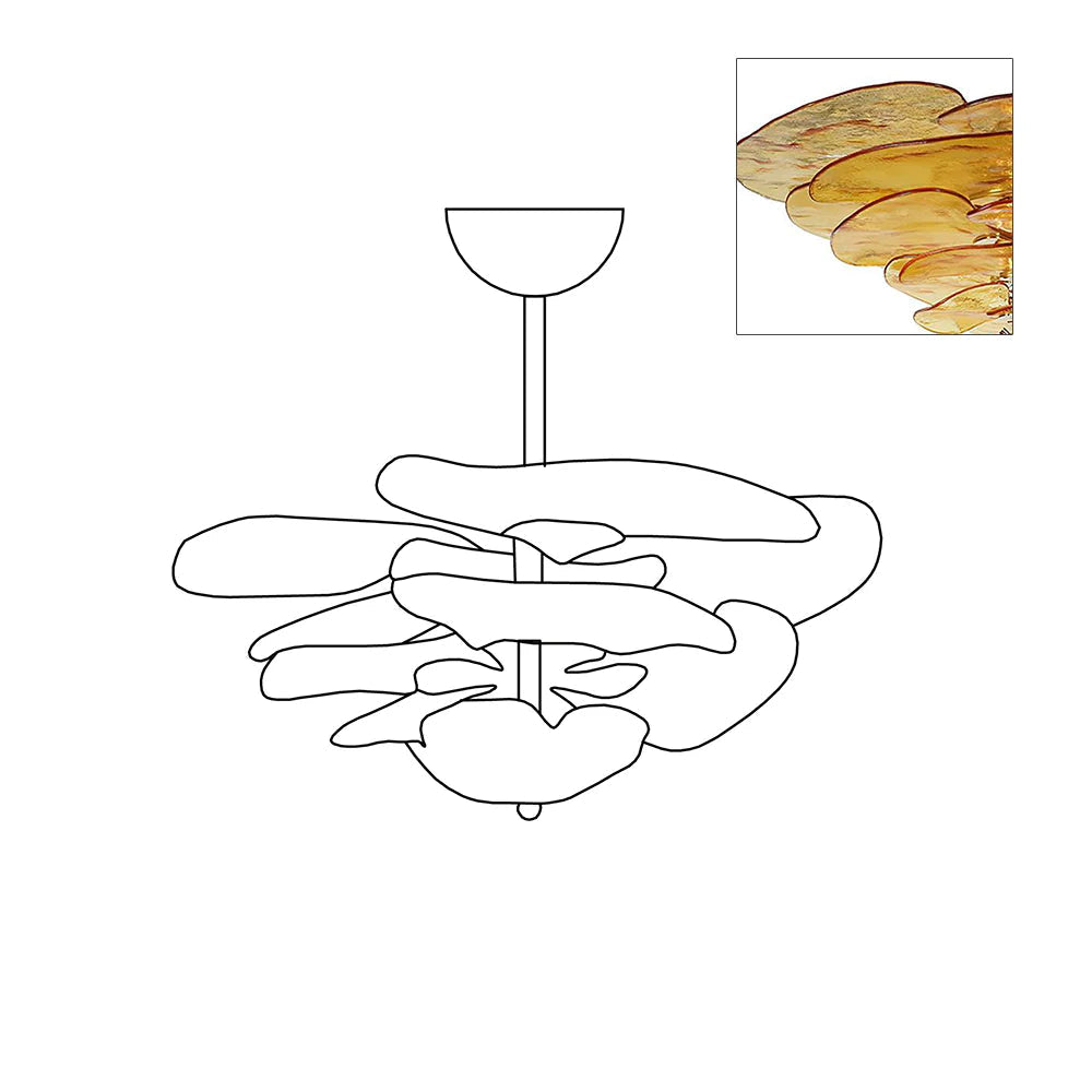 Evvinora Lustre en Métal et Verre à Couches de Feuilles Créativité Individuelle - Neutralighting