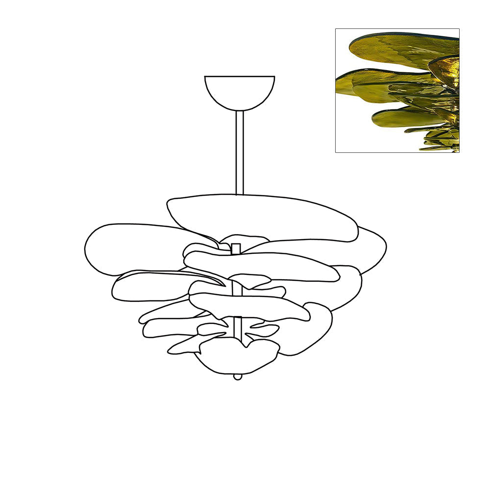 Evvinora Lustre en Métal et Verre à Couches de Feuilles Créativité Individuelle - Neutralighting