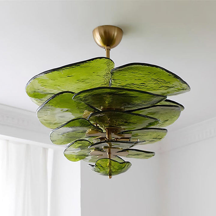 Evvinora Lustre en Métal et Verre à Couches de Feuilles Créativité Individuelle - Neutralighting
