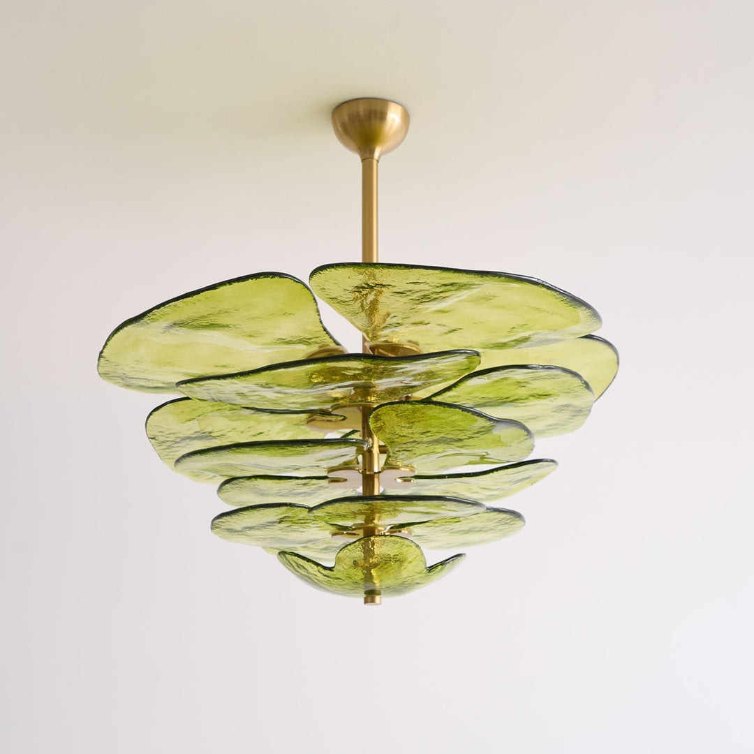 Evvinora Lustre en Métal et Verre à Couches de Feuilles Créativité Individuelle - Neutralighting