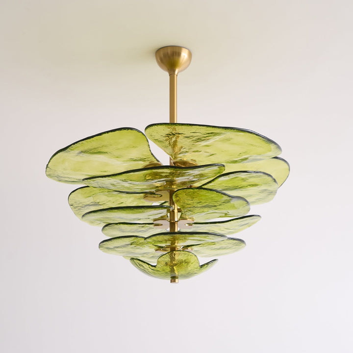 Evvinora Lustre en Métal et Verre à Couches de Feuilles Créativité Individuelle - Neutralighting