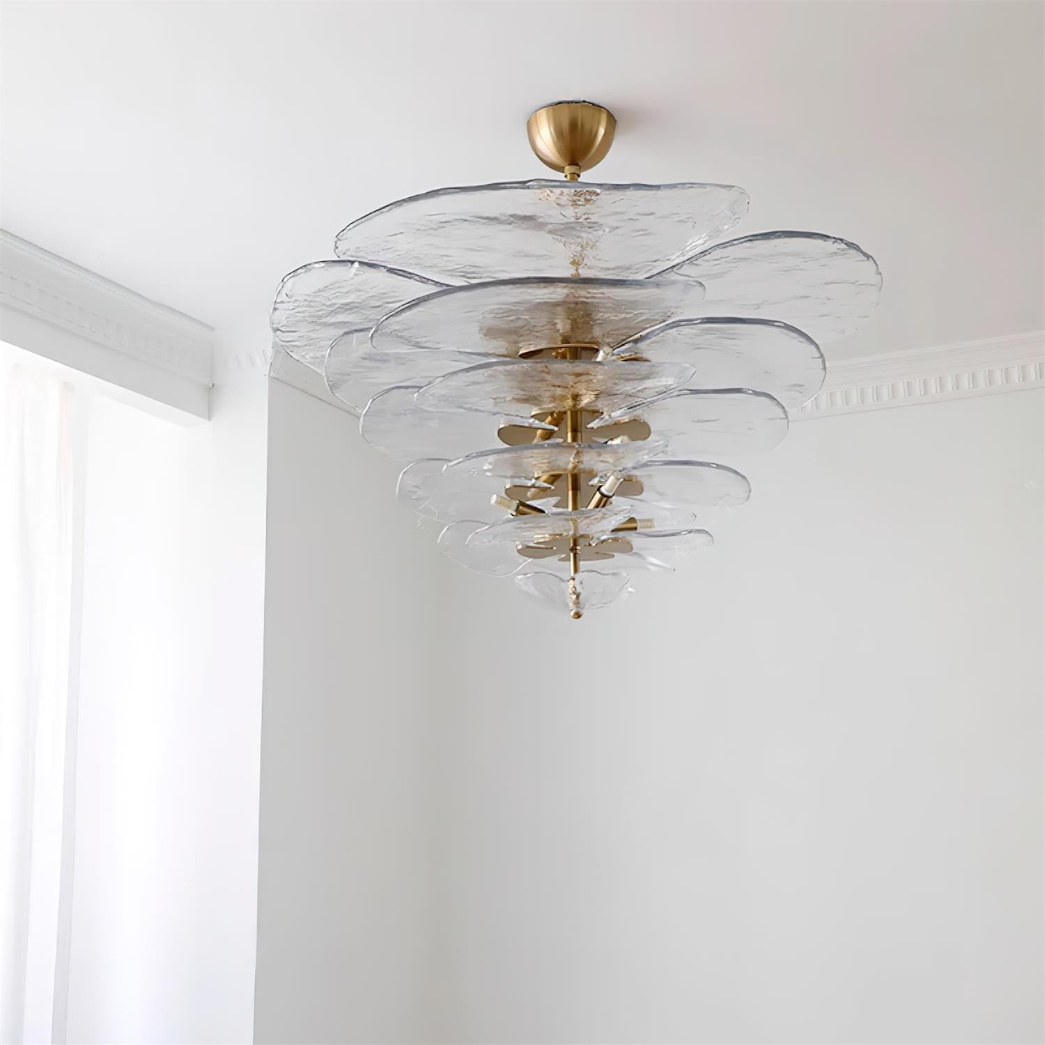 Evvinora Lustre en Métal et Verre à Couches de Feuilles Créativité Individuelle - Neutralighting