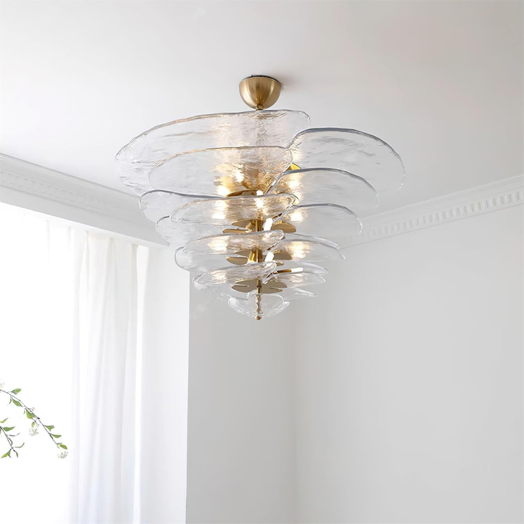 Evvinora Lustre en Métal et Verre à Couches de Feuilles Créativité Individuelle - Neutralighting