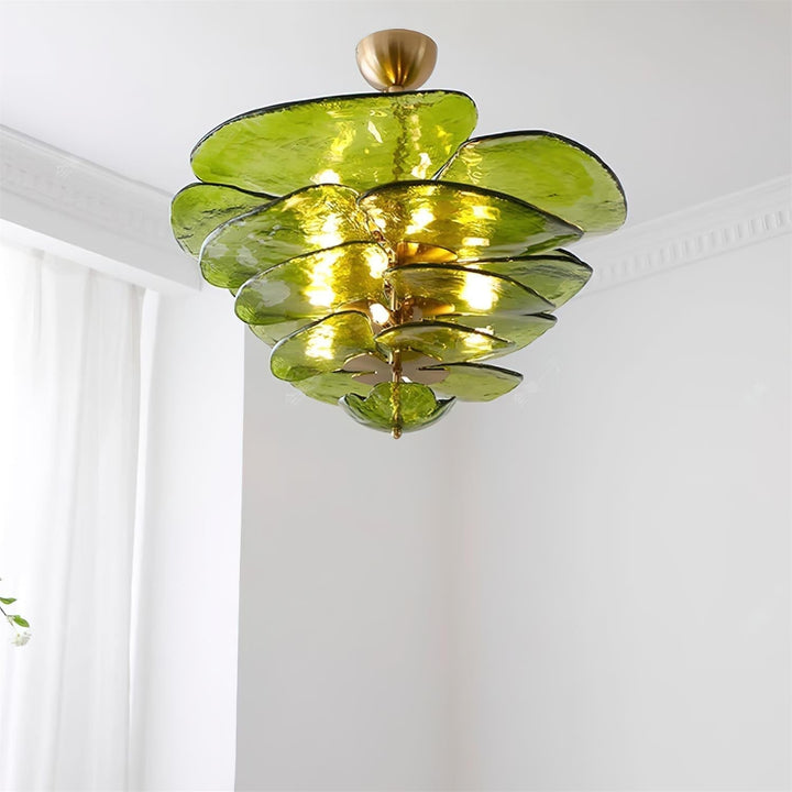 Evvinora Lustre en Métal et Verre à Couches de Feuilles Créativité Individuelle - Neutralighting