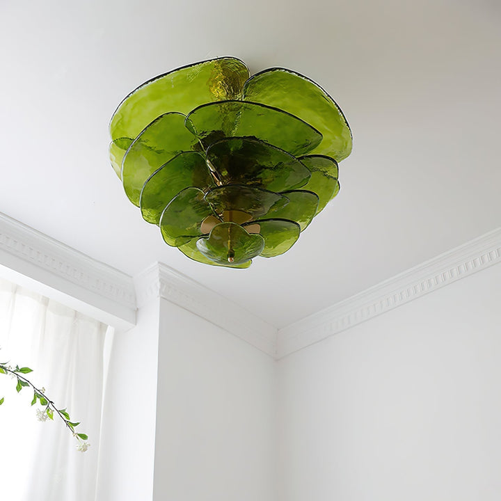 Evvinora Lustre en Métal et Verre à Couches de Feuilles Créativité Individuelle - Neutralighting