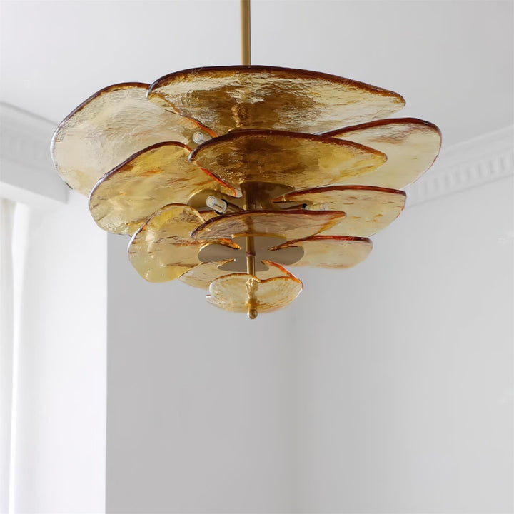 Evvinora Lustre en Métal et Verre à Couches de Feuilles Créativité Individuelle - Neutralighting