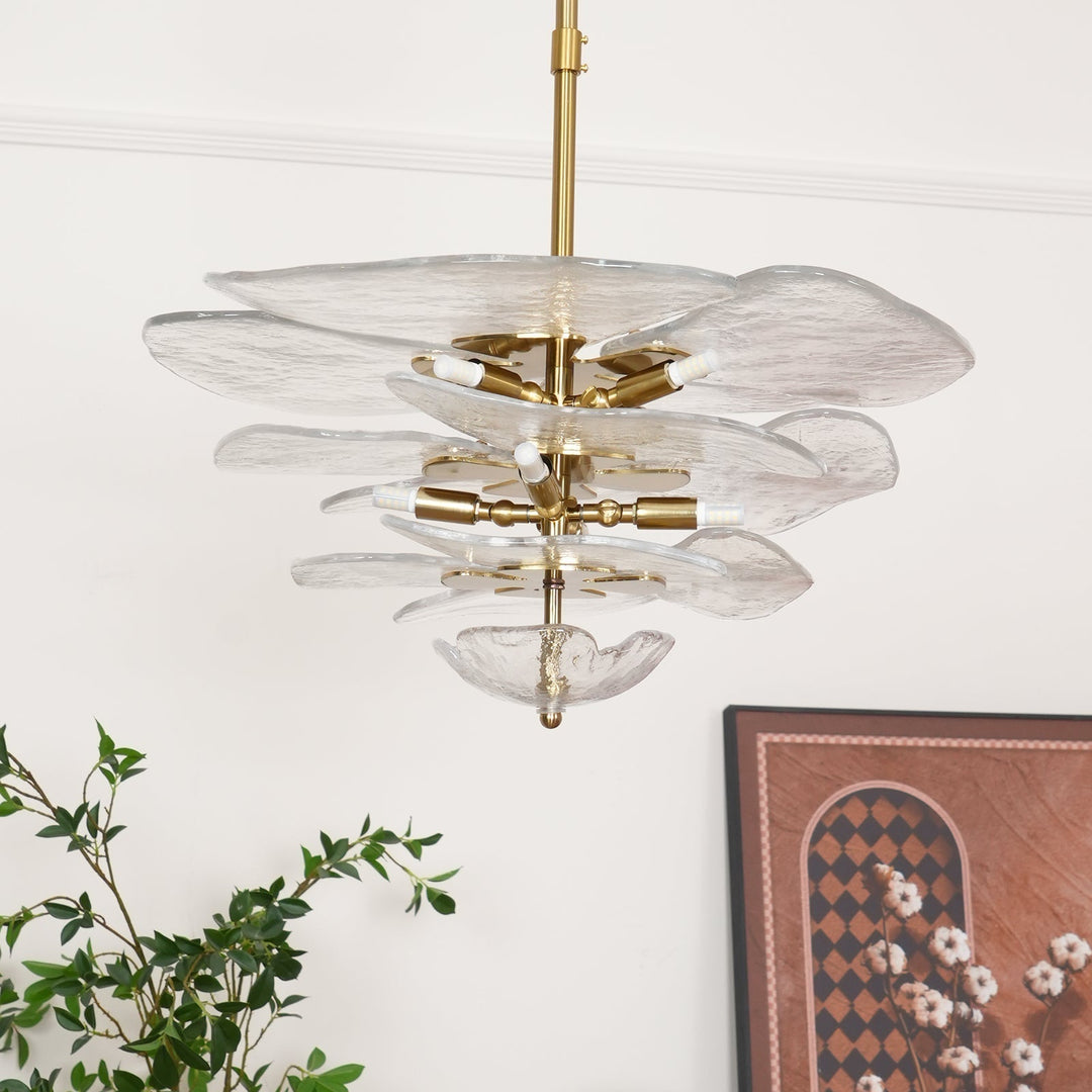 Evvinora Lustre en Métal et Verre à Couches de Feuilles Créativité Individuelle - Neutralighting