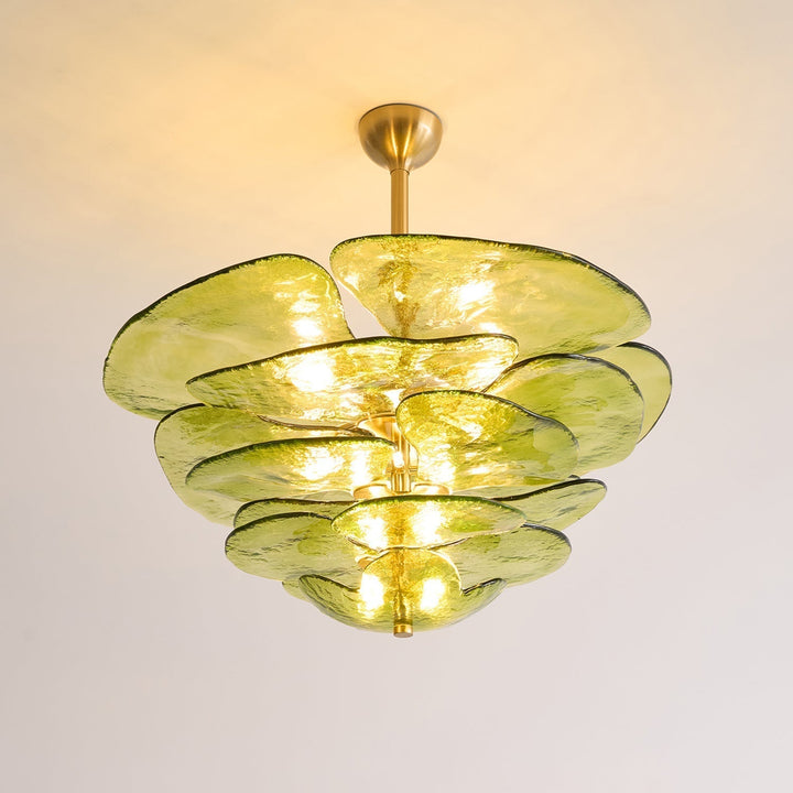Evvinora Lustre en Métal et Verre à Couches de Feuilles Créativité Individuelle - Neutralighting