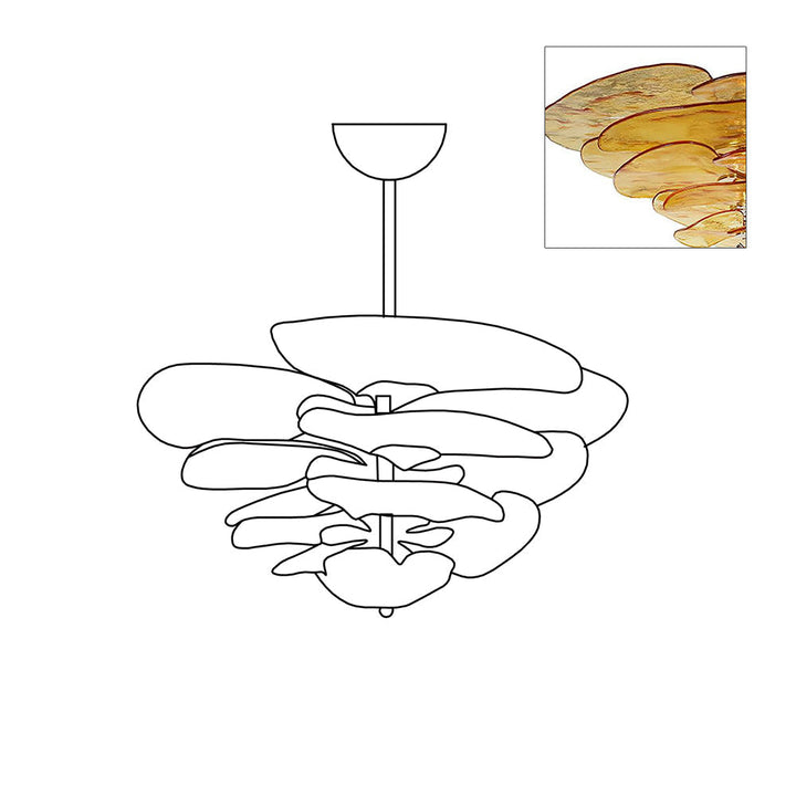 Aurora Chandelier Pétale en Verre Murano Doré Luxe - Neutralighting