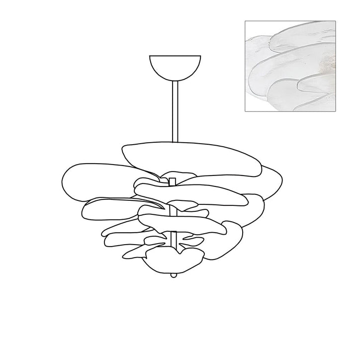 Aurora Chandelier Pétale en Verre Murano Doré Luxe - Neutralighting