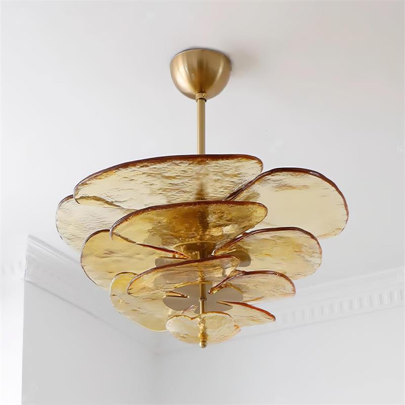 Evvinora Lustre en Métal et Verre à Couches de Feuilles Créativité Individuelle - Neutralighting