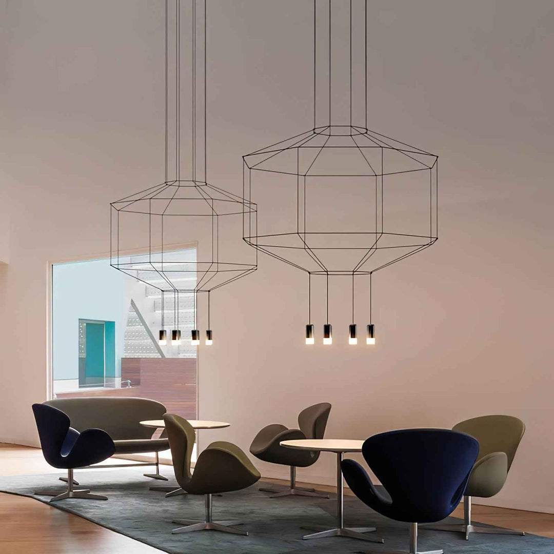 Lustra Lampe Pendante Géométrique en Fil Noir LED - Neutralighting