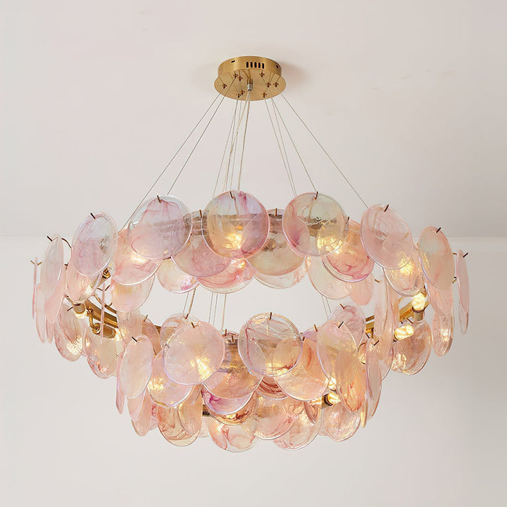 Loire Lustre Halo en Disques en Verre Rose Iridescent - Neutralighting