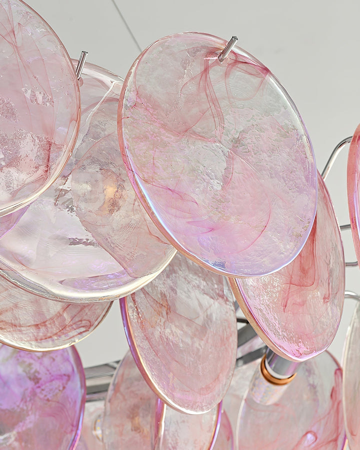 Loire Lustre Halo en Disques en Verre Rose Iridescent - Neutralighting