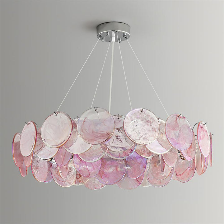 Loire Lustre Halo en Disques en Verre Rose Iridescent - Neutralighting