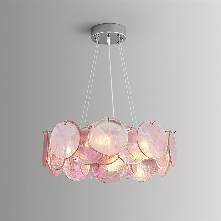 Loire Lustre Halo en Disques en Verre Rose Iridescent - Neutralighting