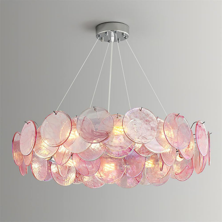 Loire Lustre Halo en Disques en Verre Rose Iridescent - Neutralighting
