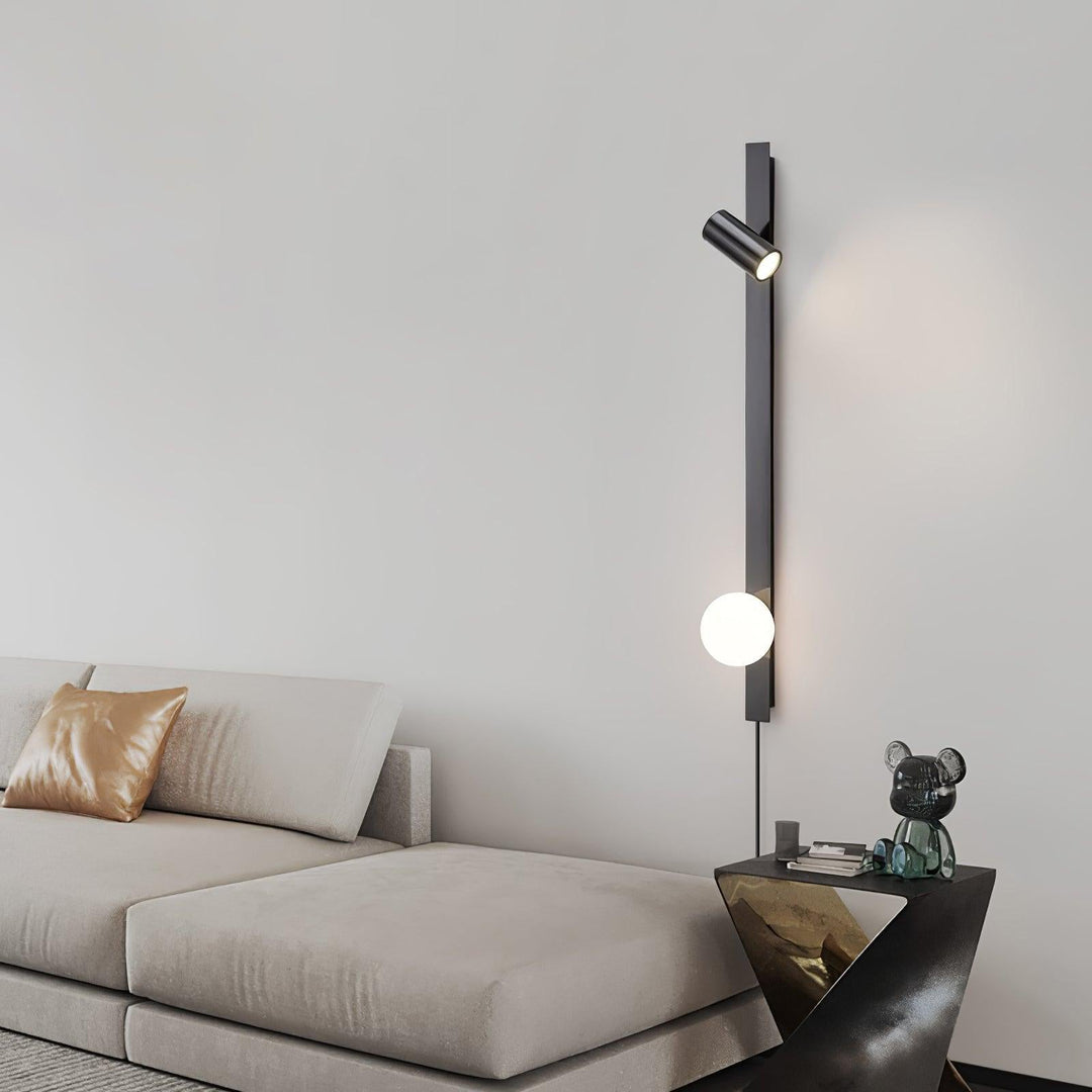 Evlaeiel Long Arm Plug-in Brass Glass Wall Light - Neutralighting