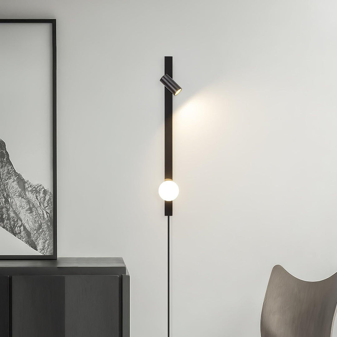 Evlaeiel Long Arm Plug-in Brass Glass Wall Light - Neutralighting