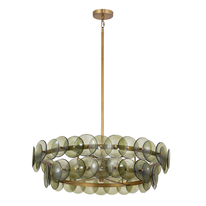 Aurora Chandelier Disque Rond en Verre Pressé Ambre - Neutralighting
