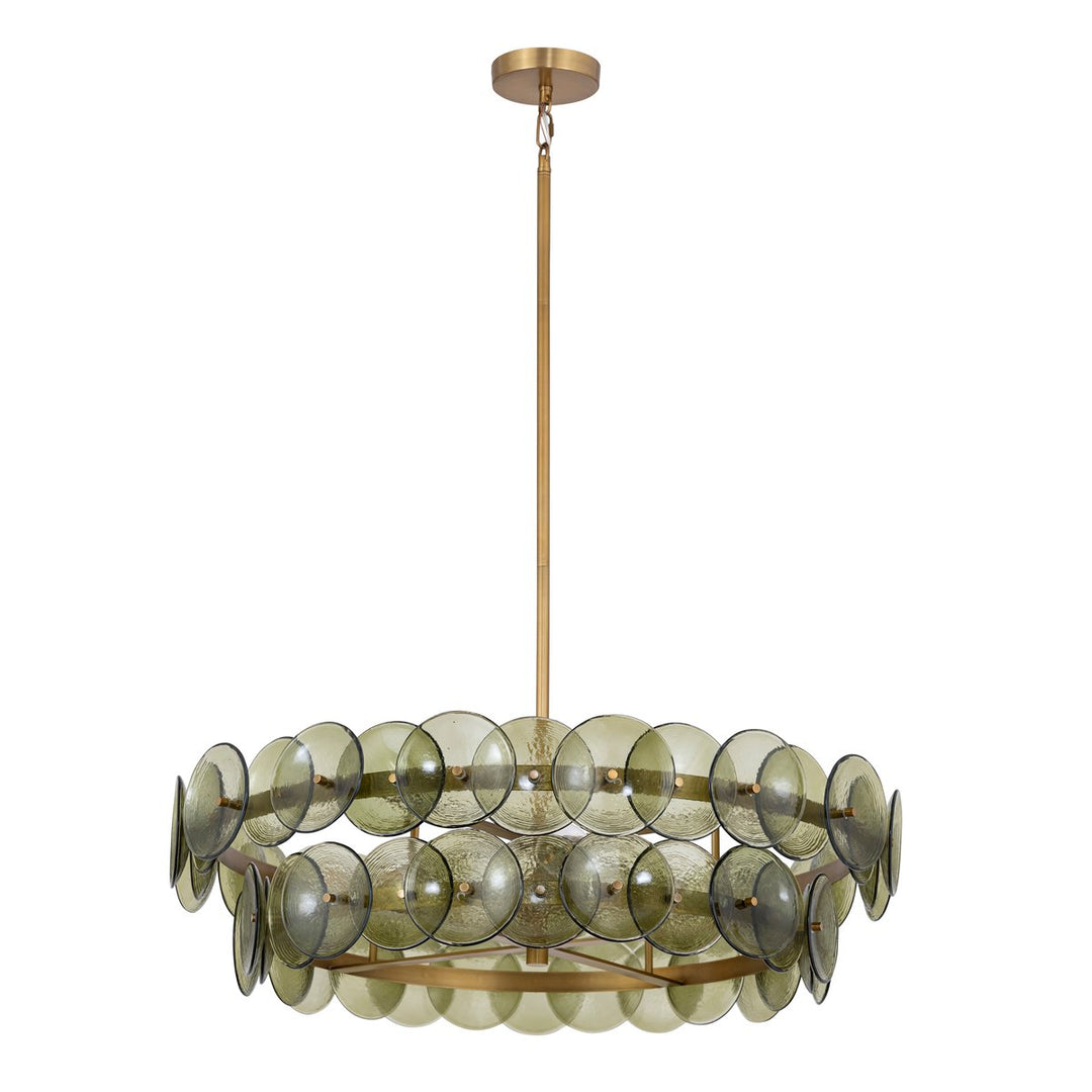 Aurora Chandelier Disque Rond en Verre Pressé Ambre - Neutralighting
