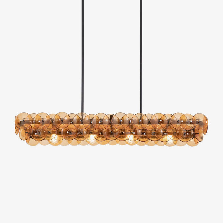 Aurora Chandelier Linéaire en Verre Pressé Ambre Moderne - Neutralighting
