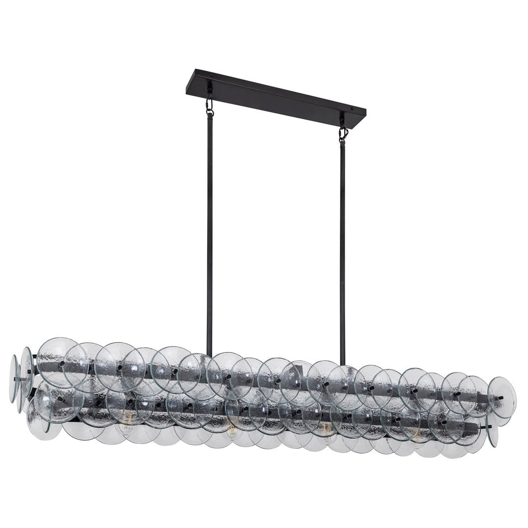 Aurora Chandelier Linéaire en Verre Pressé Ambre Moderne - Neutralighting
