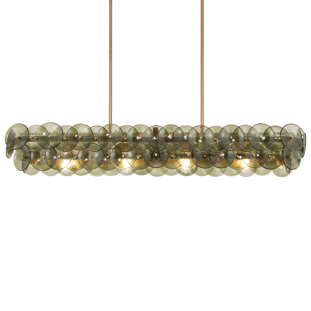 Aurora Chandelier Linéaire en Verre Pressé Ambre Moderne - Neutralighting
