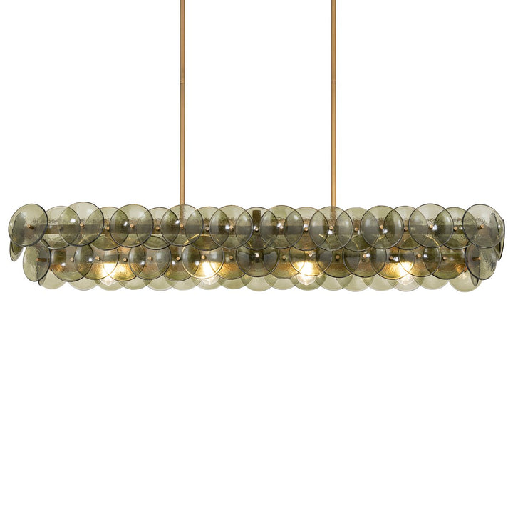 Aurora Chandelier Linéaire en Verre Pressé Ambre Moderne - Neutralighting