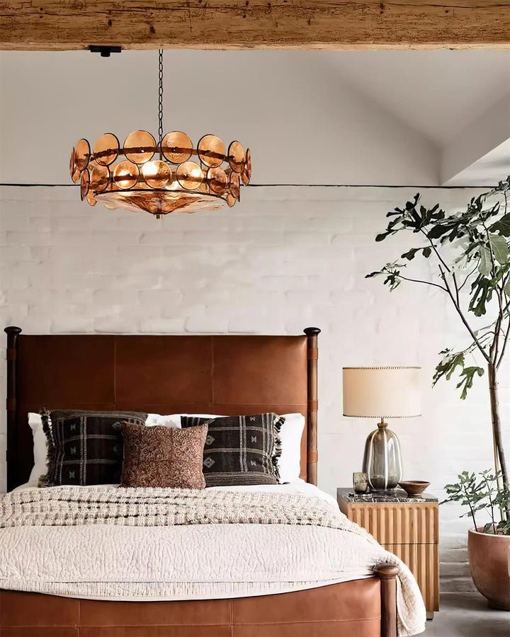 Ventilo Lustre Moderne en Verre Ambre - Neutralighting