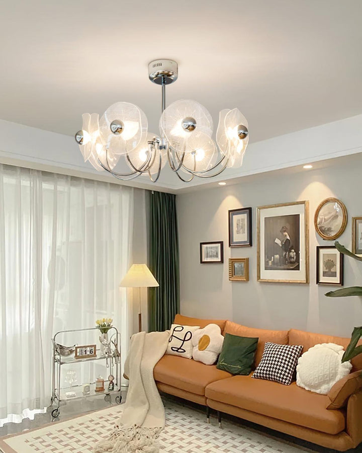 Lotus Lustre Chandelier Verre Courbé Élégant Moderne - Neutralighting