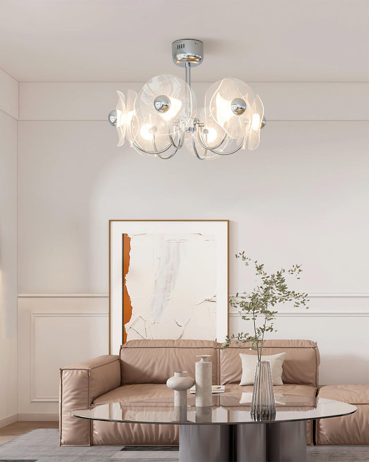 Lotus Lustre Chandelier Verre Courbé Élégant Moderne - Neutralighting