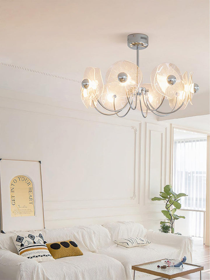 Lotus Lustre Chandelier Verre Courbé Élégant Moderne - Neutralighting