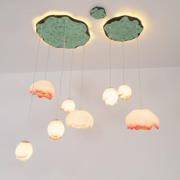 Lustra Chandelier Pendante 7 Lumières Rose Blanc - Neutralighting