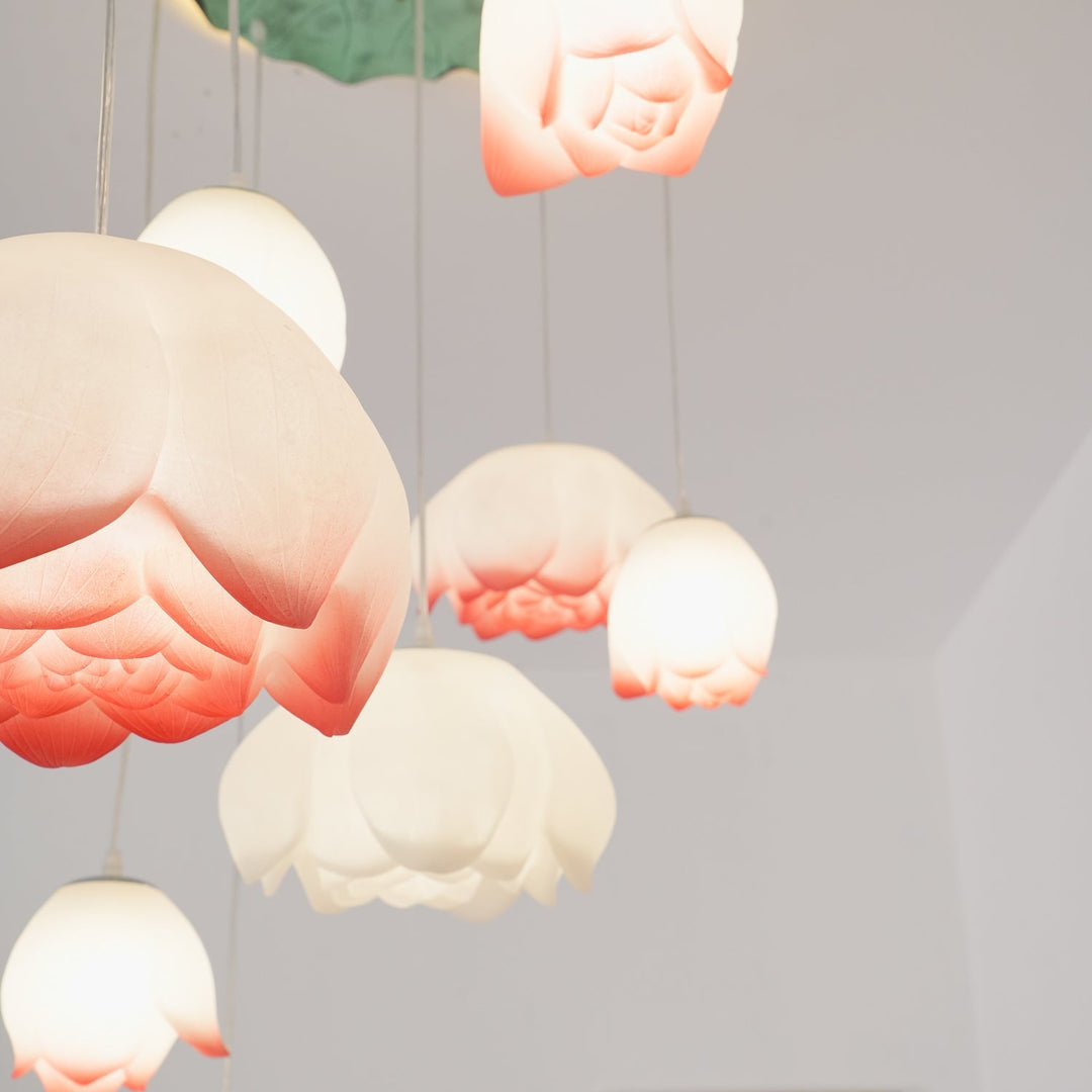 Lustra Chandelier Pendante 7 Lumières Rose Blanc - Neutralighting