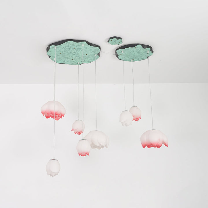 Lustra Chandelier Pendante 7 Lumières Rose Blanc - Neutralighting