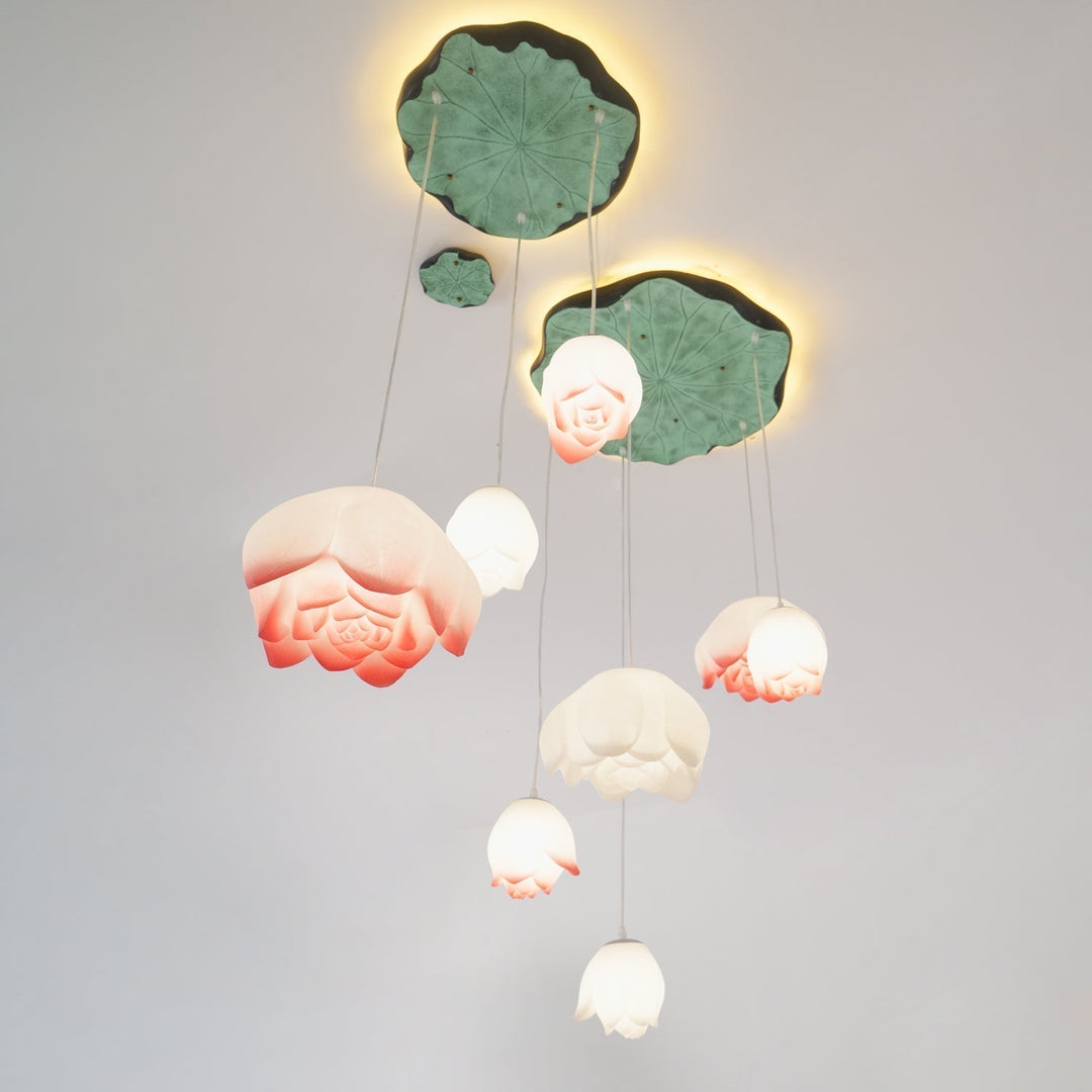 Lustra Chandelier Pendante 7 Lumières Rose Blanc - Neutralighting