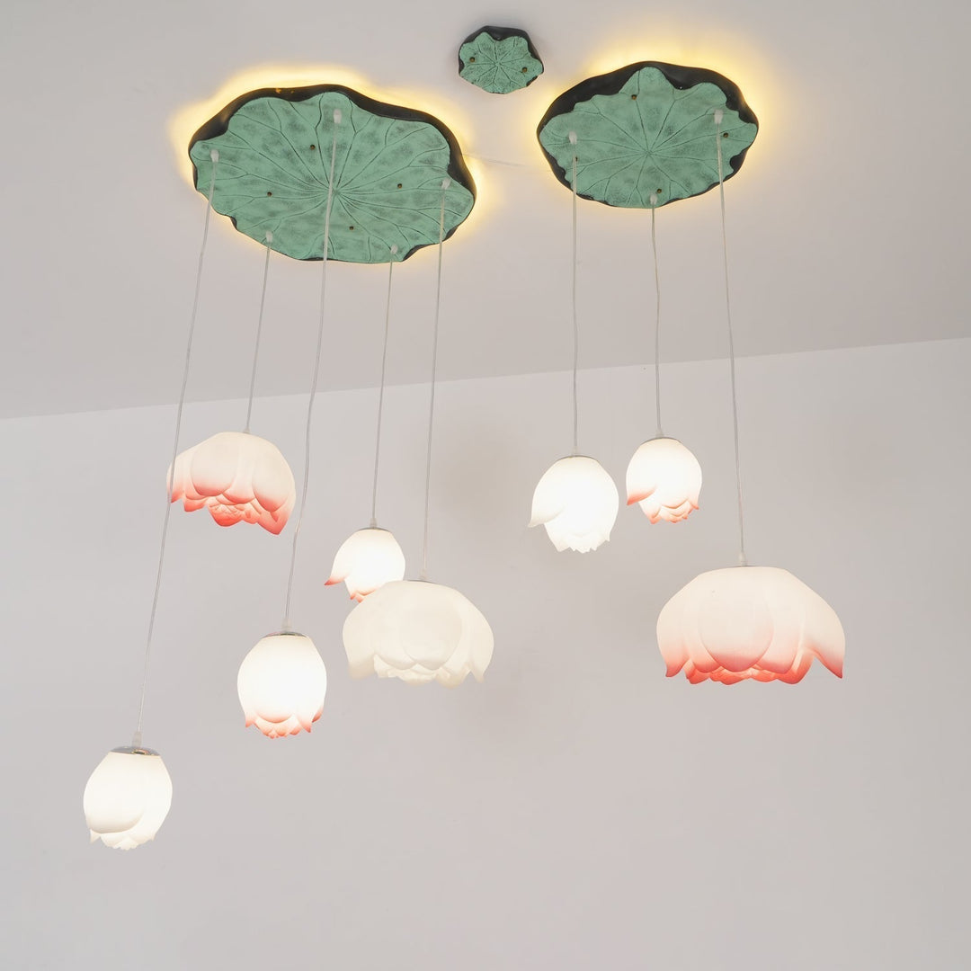 Lustra Chandelier Pendante 7 Lumières Rose Blanc - Neutralighting