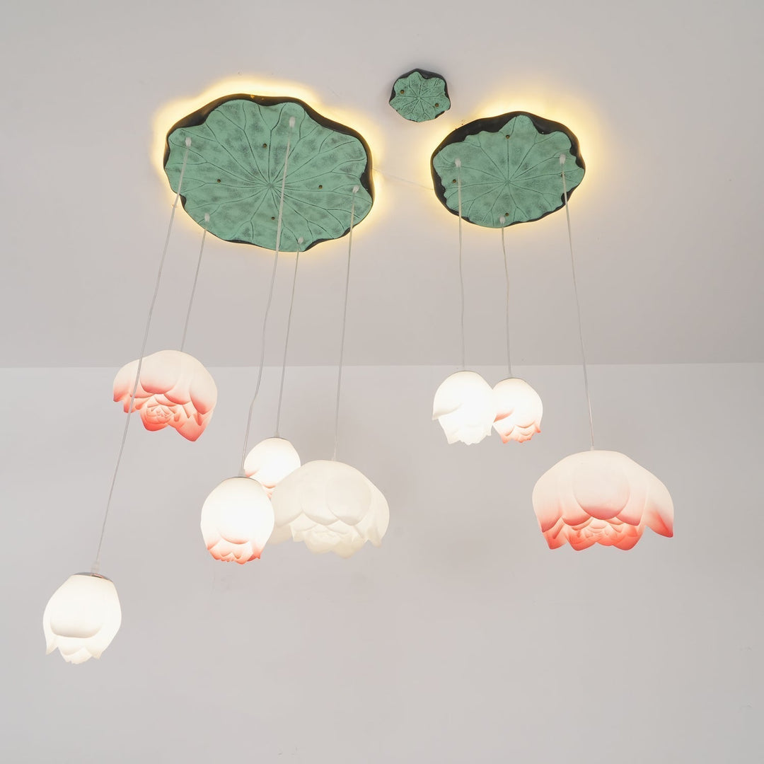 Lustra Chandelier Pendante 7 Lumières Rose Blanc - Neutralighting
