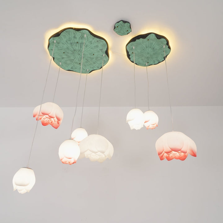 Lustra Chandelier Pendante 7 Lumières Rose Blanc - Neutralighting