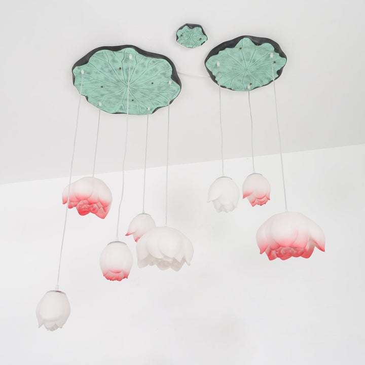 Lustra Chandelier Pendante 7 Lumières Rose Blanc - Neutralighting