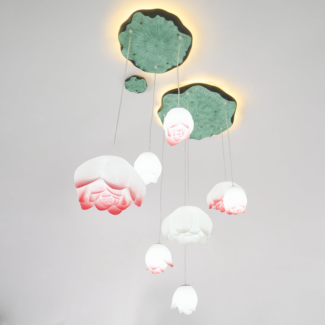 Lustra Chandelier Pendante 7 Lumières Rose Blanc - Neutralighting