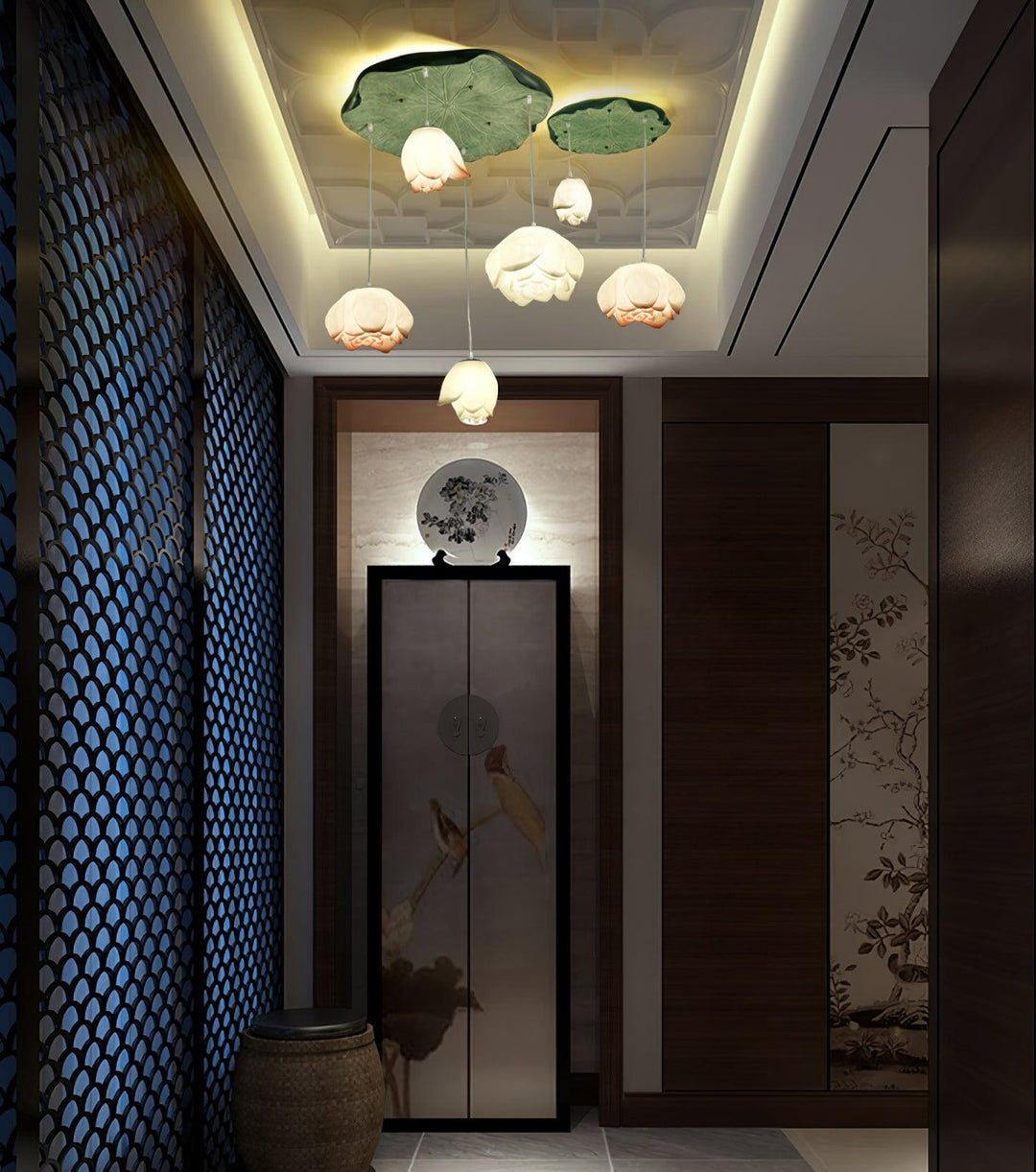 Lustra Chandelier Pendante 7 Lumières Rose Blanc - Neutralighting