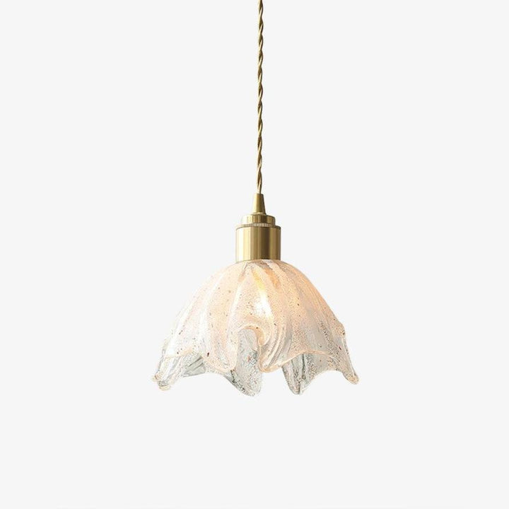 Solara Suspension en Laiton Verre Froissé Lotus Vintage - Neutralighting