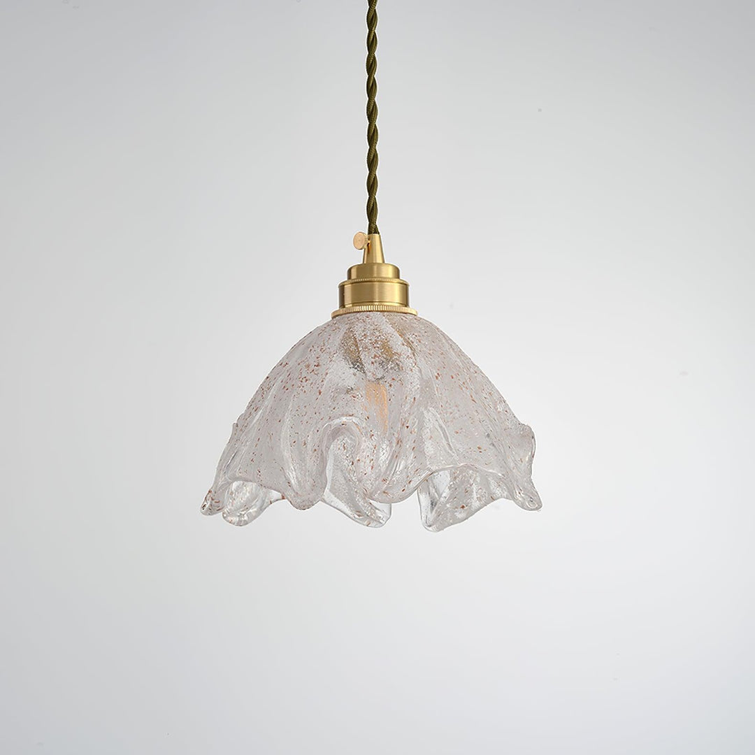 Solara Suspension en Laiton Verre Froissé Lotus Vintage - Neutralighting