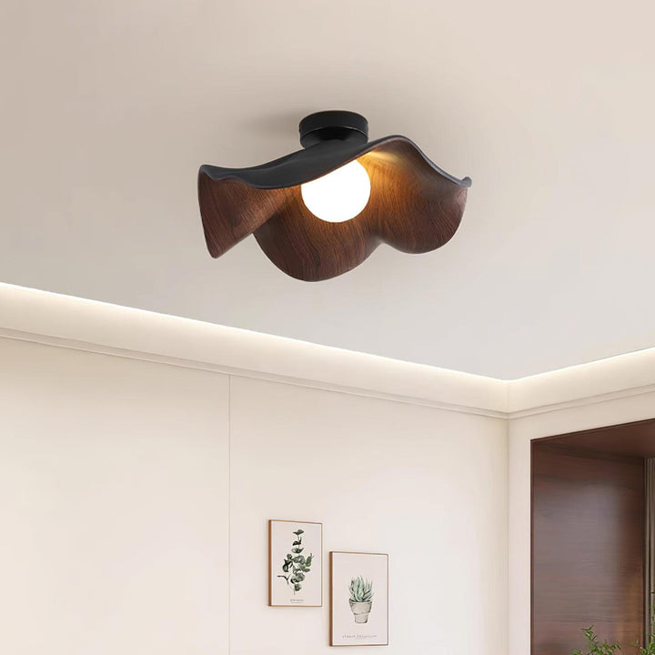 Solara Plafonnier Feuille de Lotus avec finition bois et blanc - Neutralighting