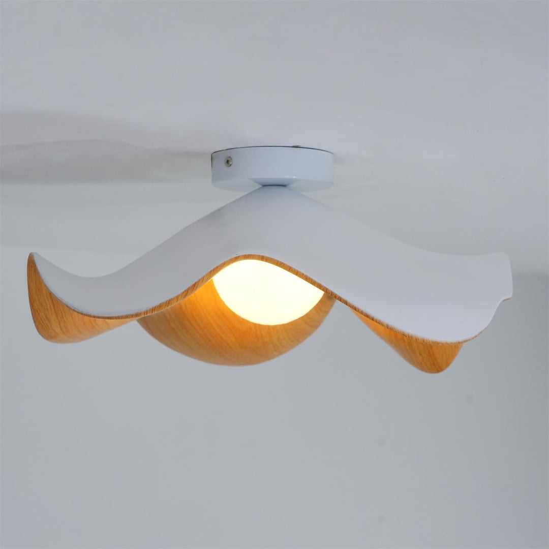 Solara Plafonnier Feuille de Lotus avec finition bois et blanc - Neutralighting