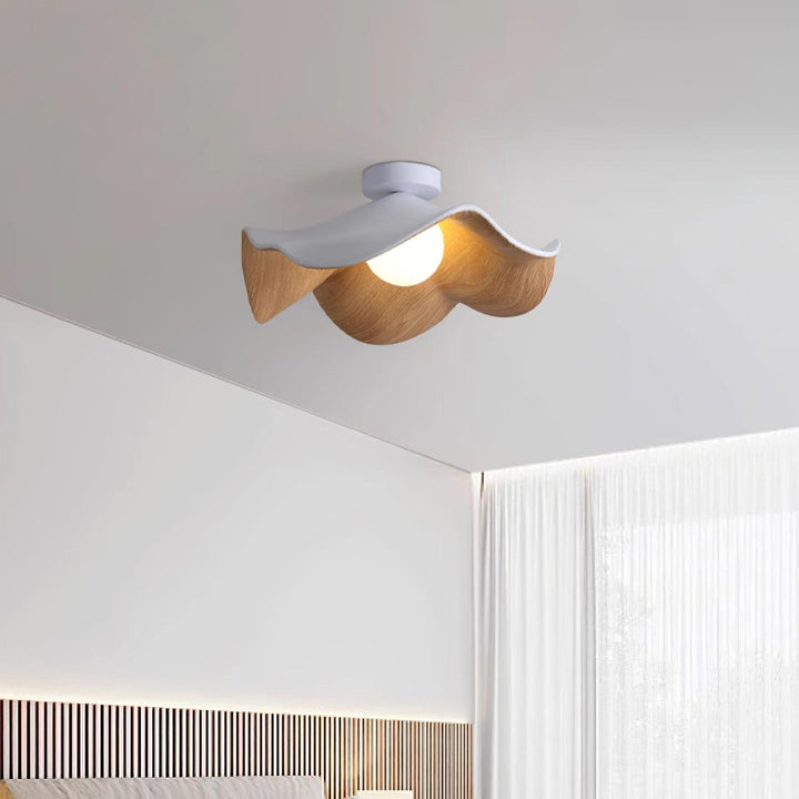 Solara Plafonnier Feuille de Lotus avec finition bois et blanc - Neutralighting